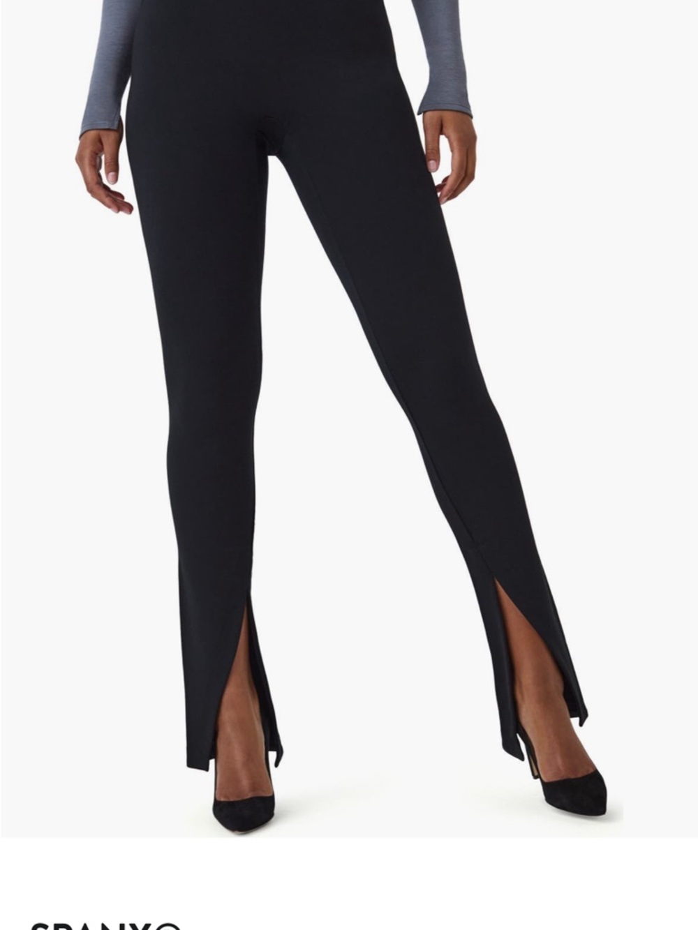 SPANX Black High-Waist Slim Leggings with Front Slits